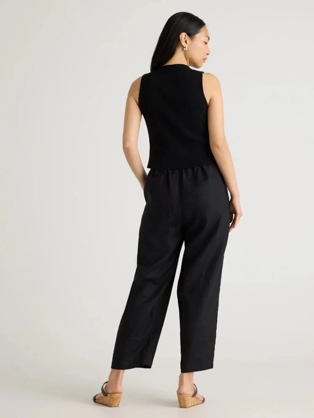 Quince Women's 100% European Linen Pants-Black XL